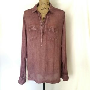 Women's Long Sleeved Light Weight Button Down